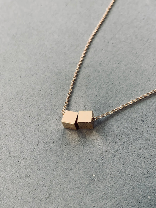 Tiny Golden Cube Necklace