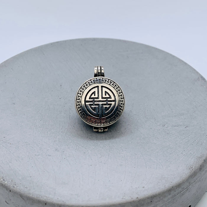 Blue Pietersite Circle Locket Necklace