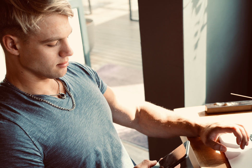 Blue Pietersite Circle Locket Necklace