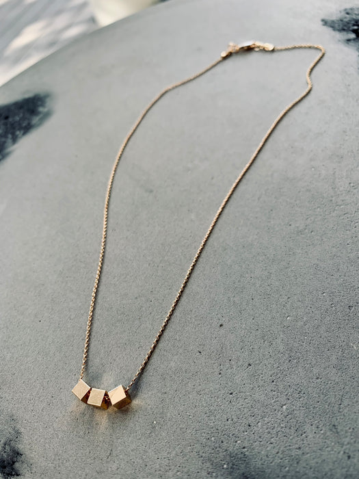Tiny Golden Cube Necklace