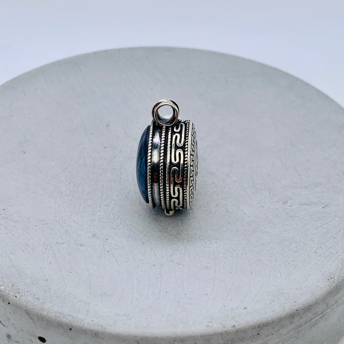 Blue Pietersite Circle Locket Necklace