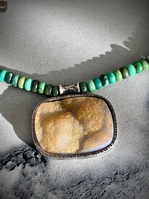 Druzy and Turquoise Necklace