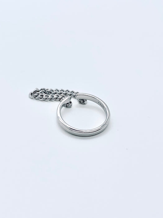 Silver Ring With Chain