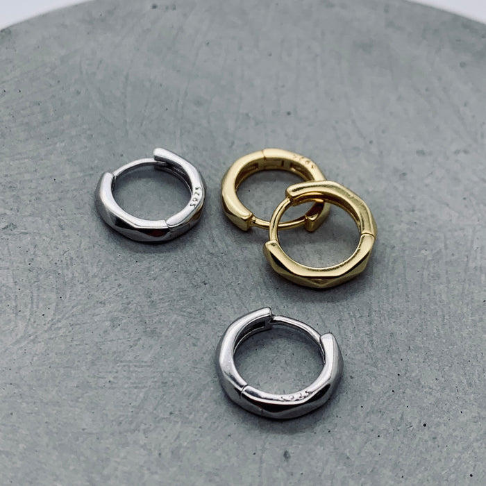 The Faceted Hoop Little Huggie Earrings