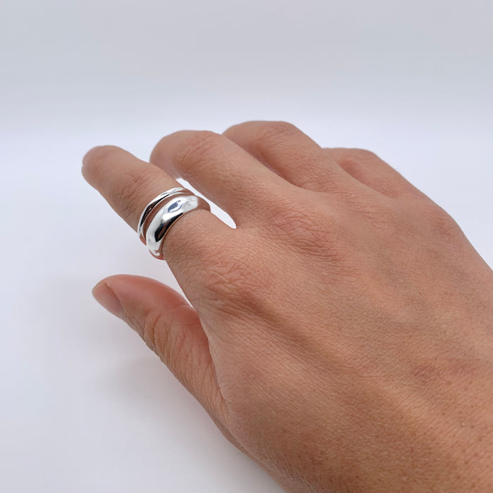 Irregular Double Loop Textured Ring