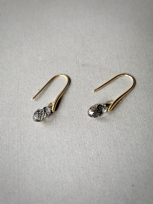 Silver Patina Crystal Drop Earrings