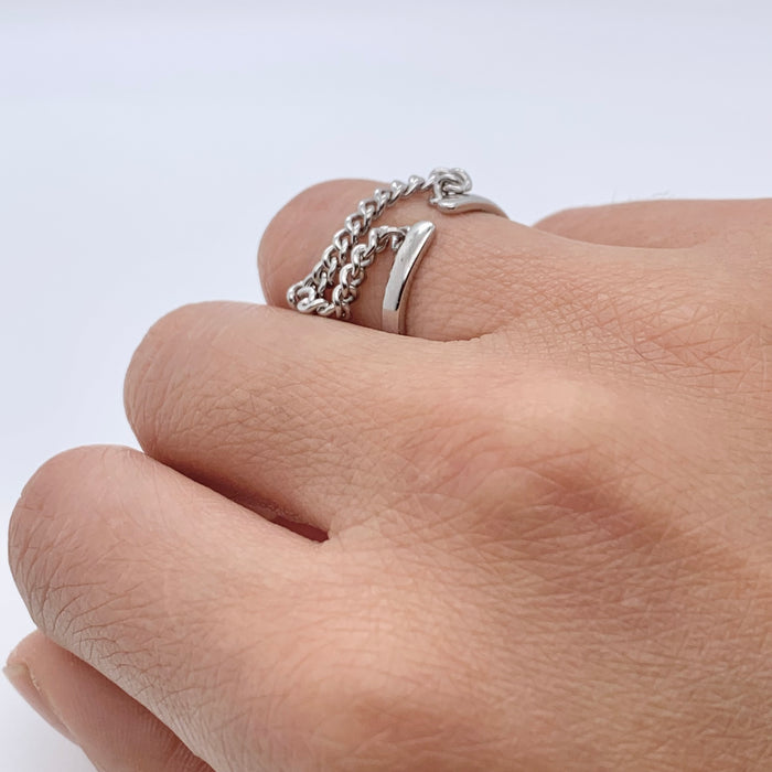 Silver Ring With Chain