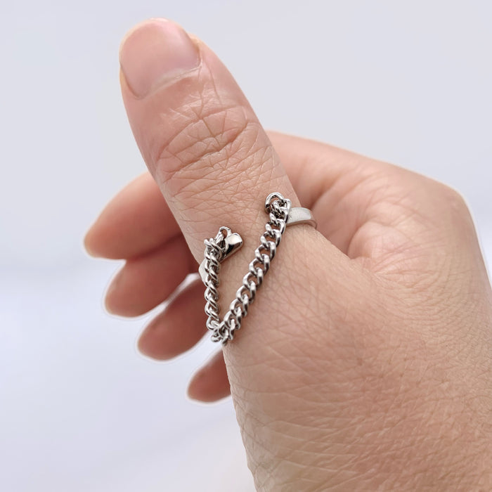 Silver Ring With Chain