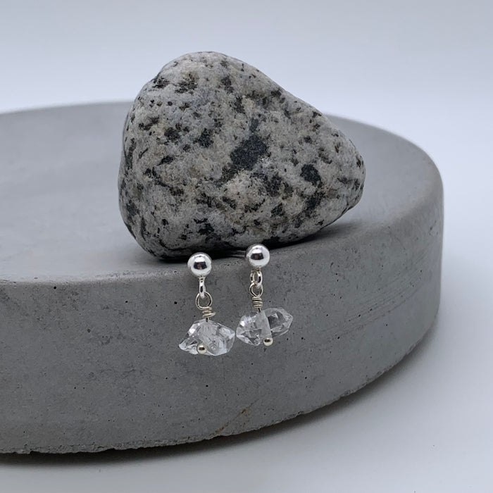 Tiny Herkimer Diamond Earrings