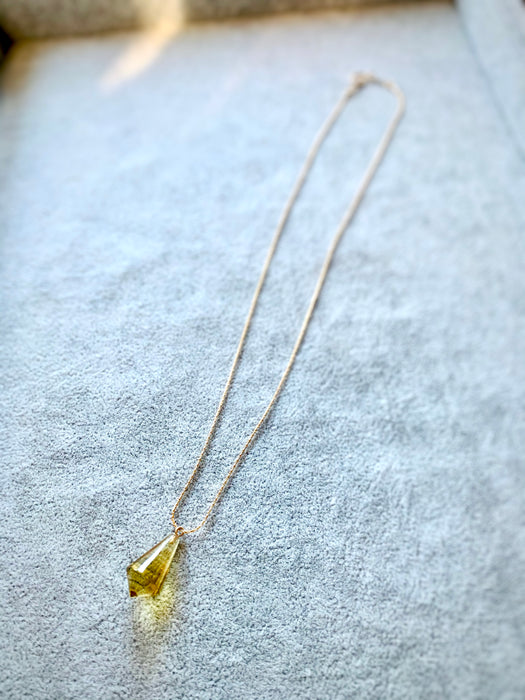 Citrine Water Drop Crystal Necklace