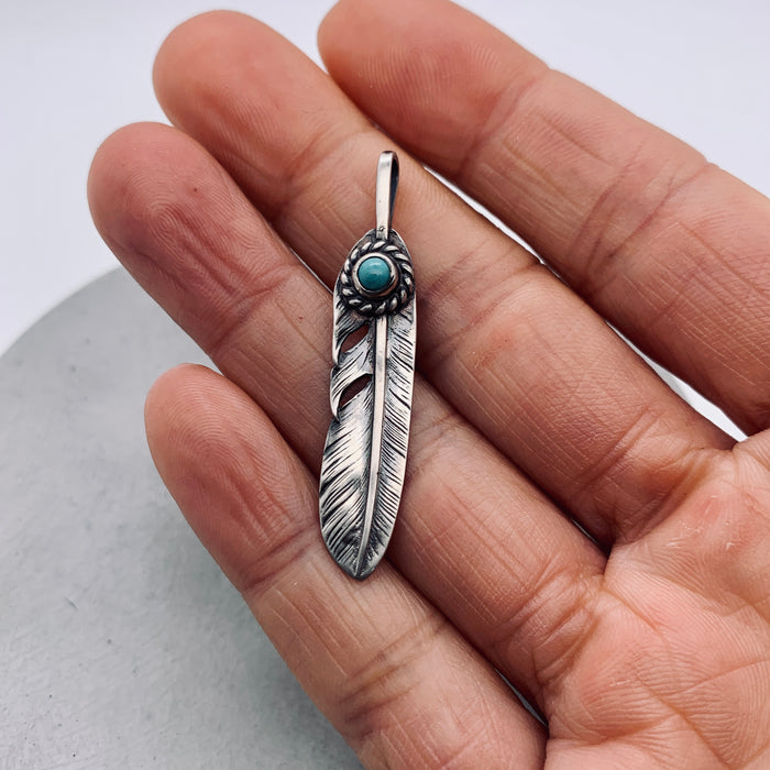 Feather with Turquoise Pendant