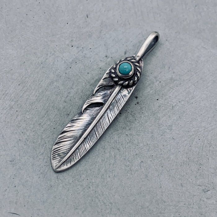 Feather with Turquoise Pendant