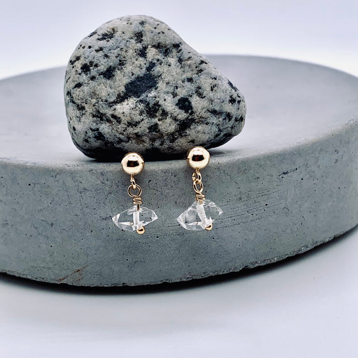 Tiny Herkimer Diamond Earrings