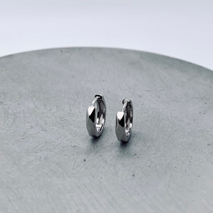 The Faceted Hoop Little Huggie Earrings