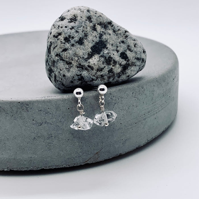 Tiny Herkimer Diamond Earrings