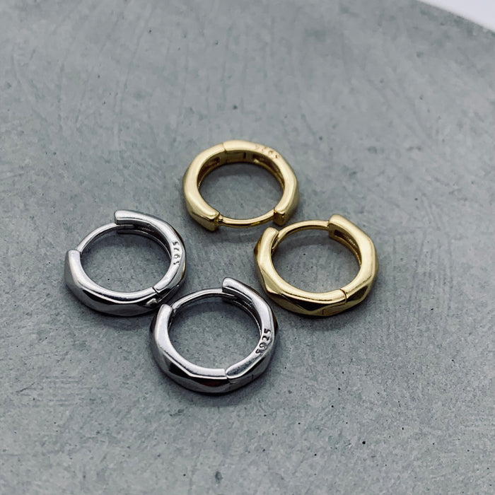 The Faceted Hoop Little Huggie Earrings