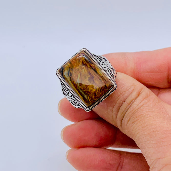 Namibian Golden Pietersite Ring