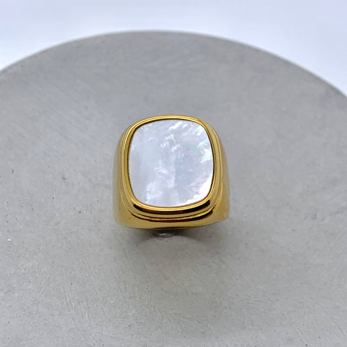 Square Mother of Pearl Ring