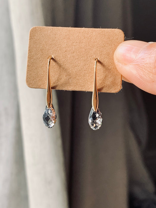 Silver Patina Crystal Drop Earrings