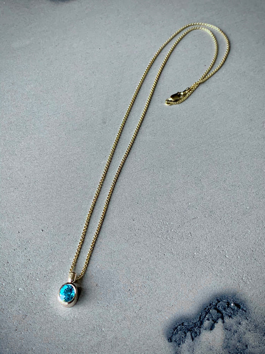 Natural Blue Zircon Necklace