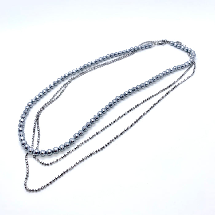 The Grey Pearl Multi-Chain Necklace