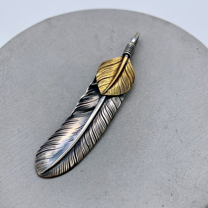 Silver Feather with Brass Kwai Fan