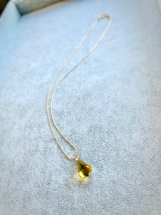 Citrine Water Drop Crystal Necklace