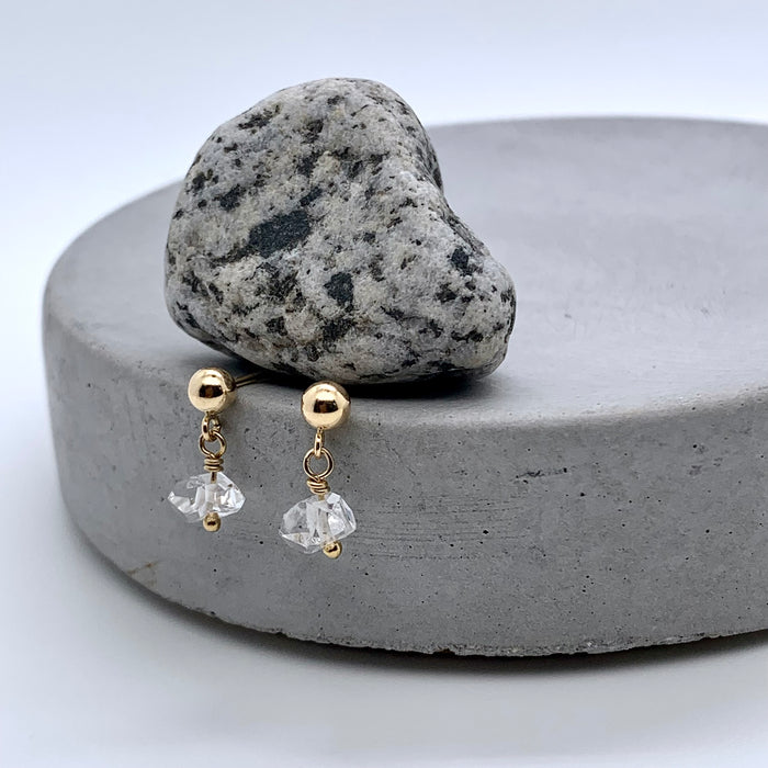 Tiny Herkimer Diamond Earrings