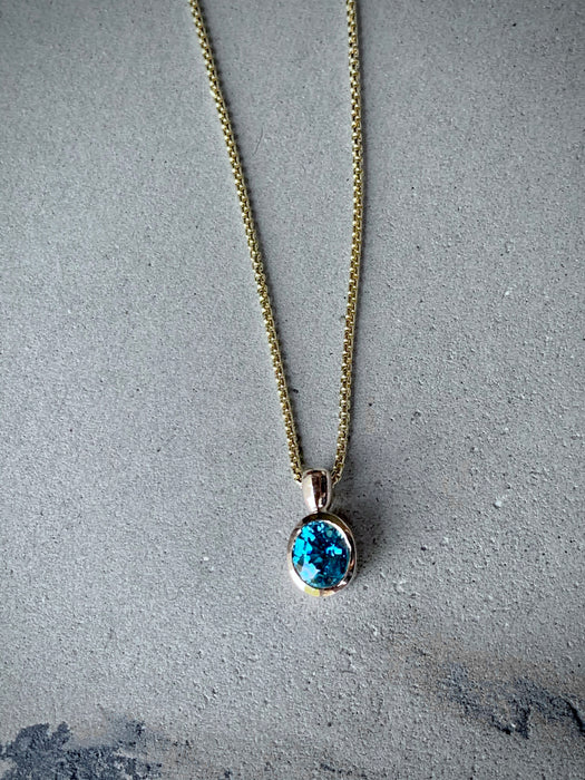 Natural Blue Zircon Necklace