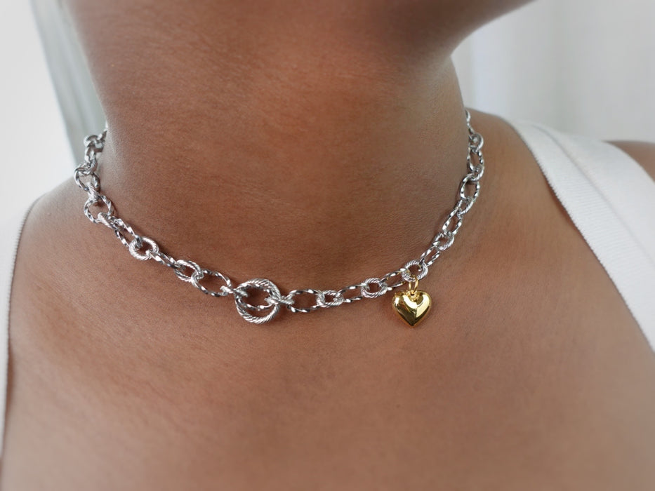 The Twisted Link With Golden Heart Necklace