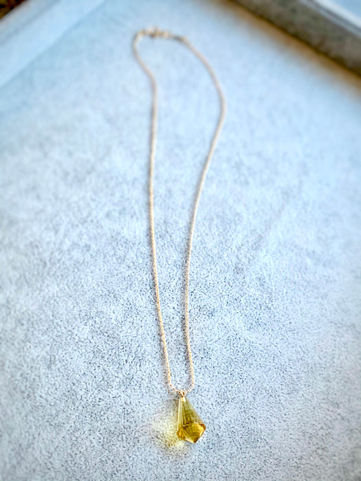 Citrine Water Drop Crystal Necklace