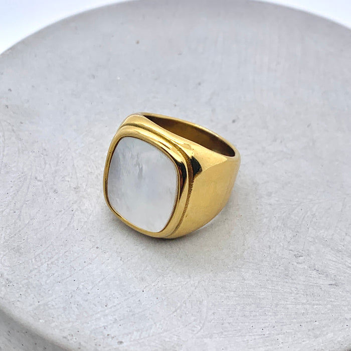 Square Mother of Pearl Ring