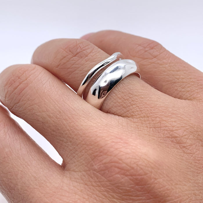 Irregular Double Loop Textured Ring