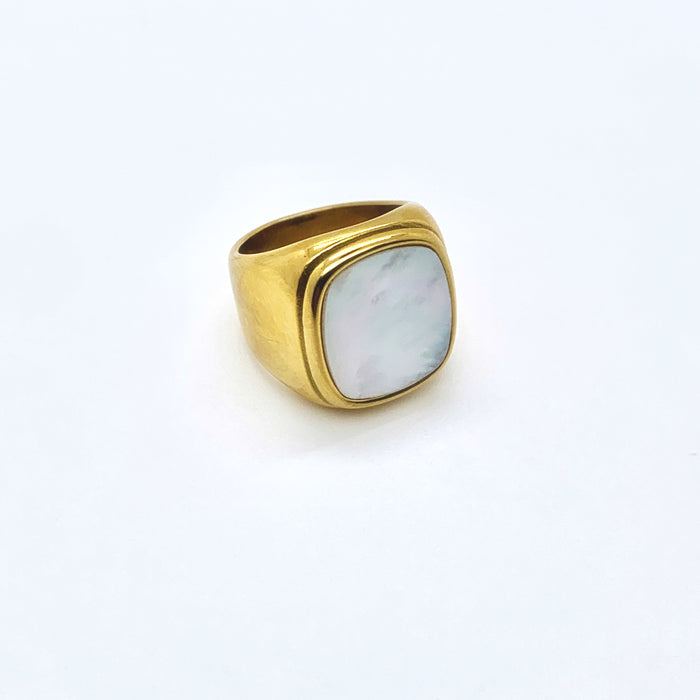 Square Mother of Pearl Ring