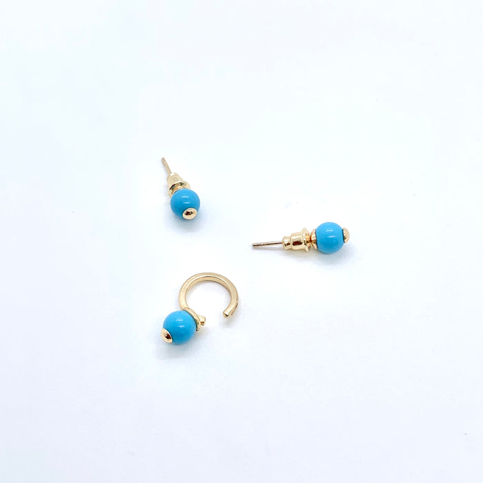 The Turquoise Bead Ear Studs/Cuffs