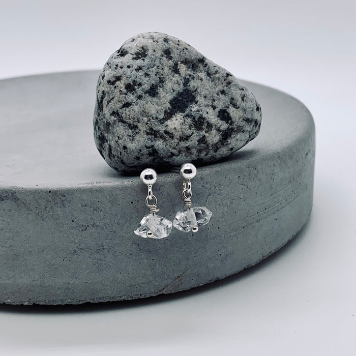 Tiny Herkimer Diamond Earrings