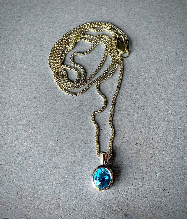 Natural Blue Zircon Necklace