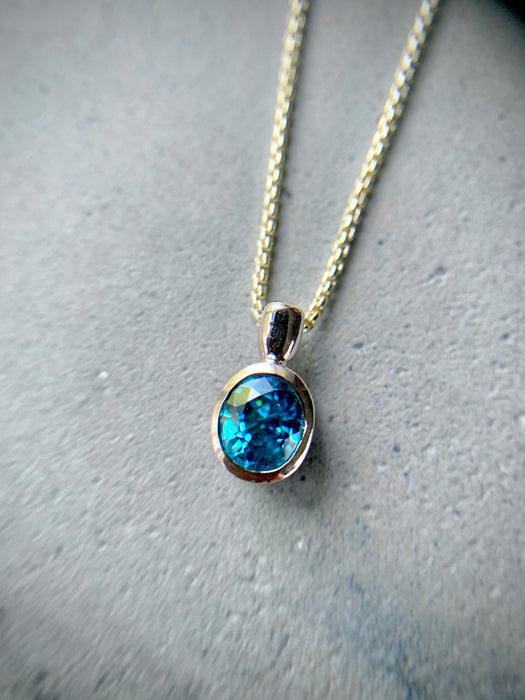 Natural Blue Zircon Necklace