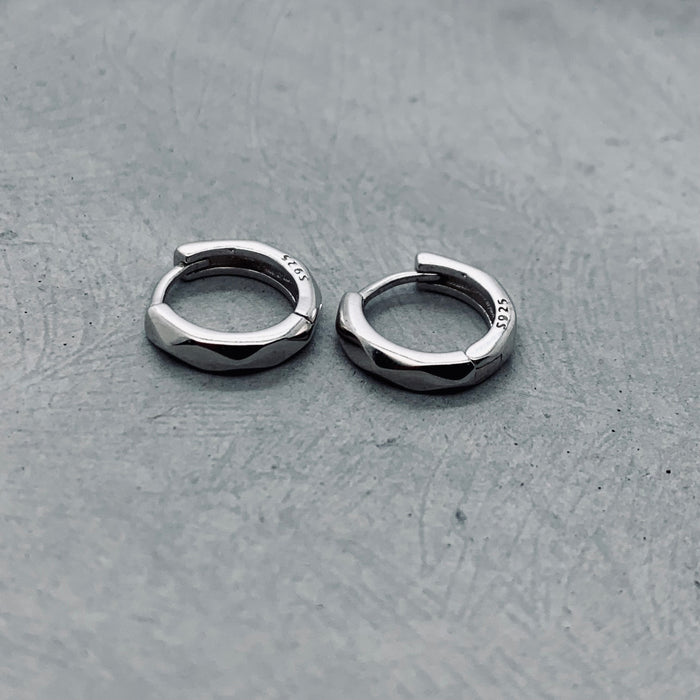 The Faceted Hoop Little Huggie Earrings