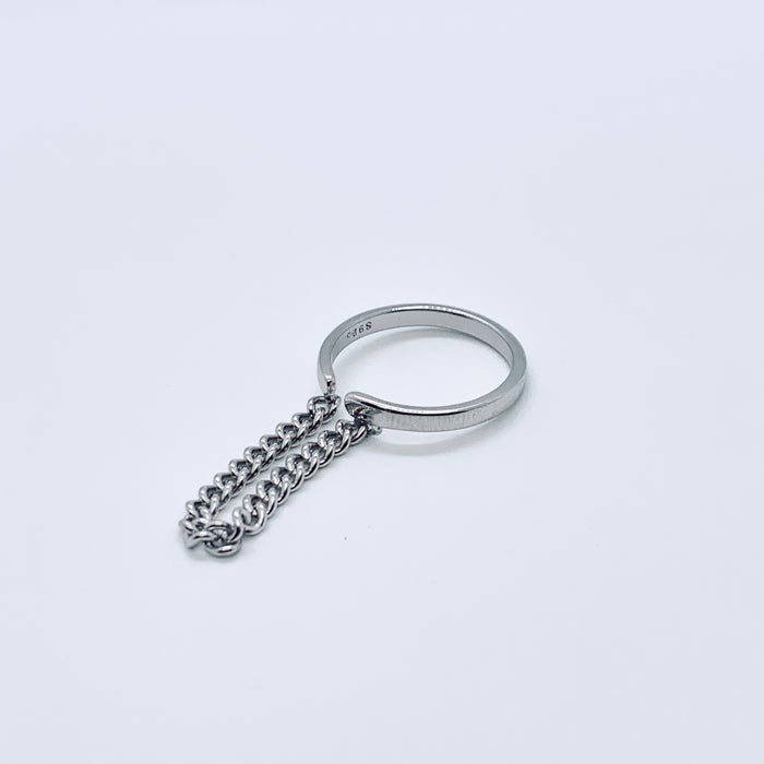 Silver Ring With Chain