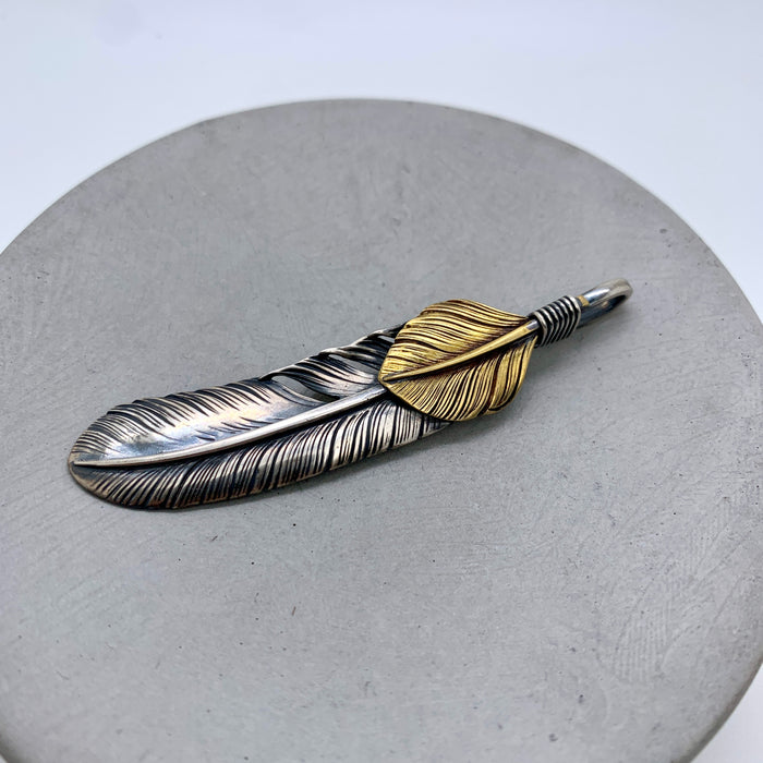 Silver Feather with Brass Kwai Fan