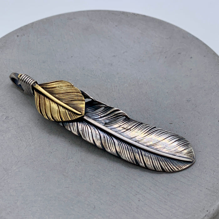 Silver Feather with Brass Kwai Fan