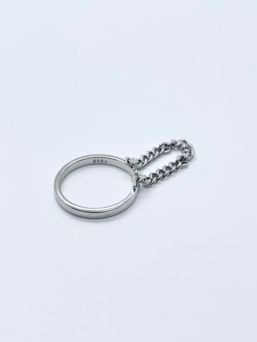 Silver Ring With Chain