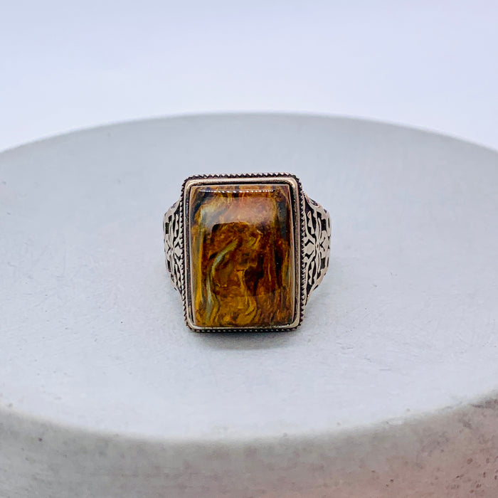 Namibian Golden Pietersite Ring