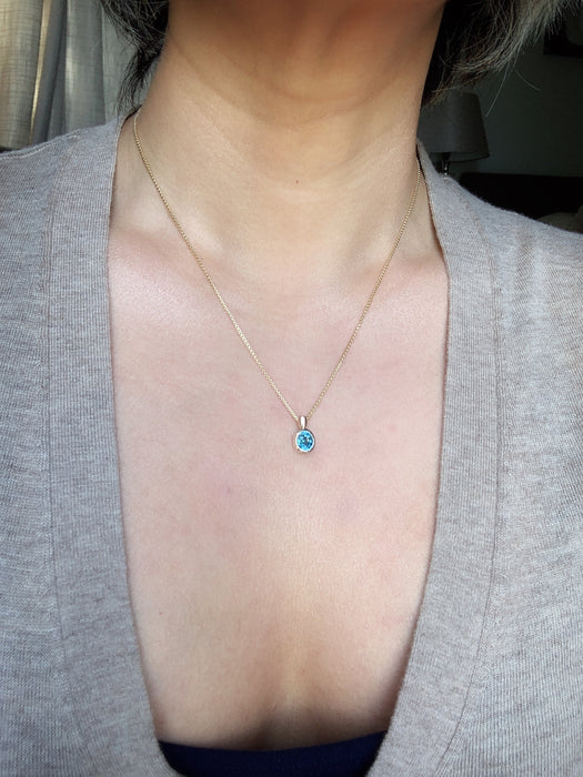 Natural Blue Zircon Necklace