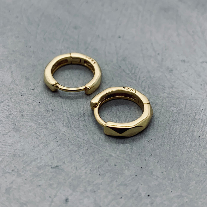 The Faceted Hoop Little Huggie Earrings