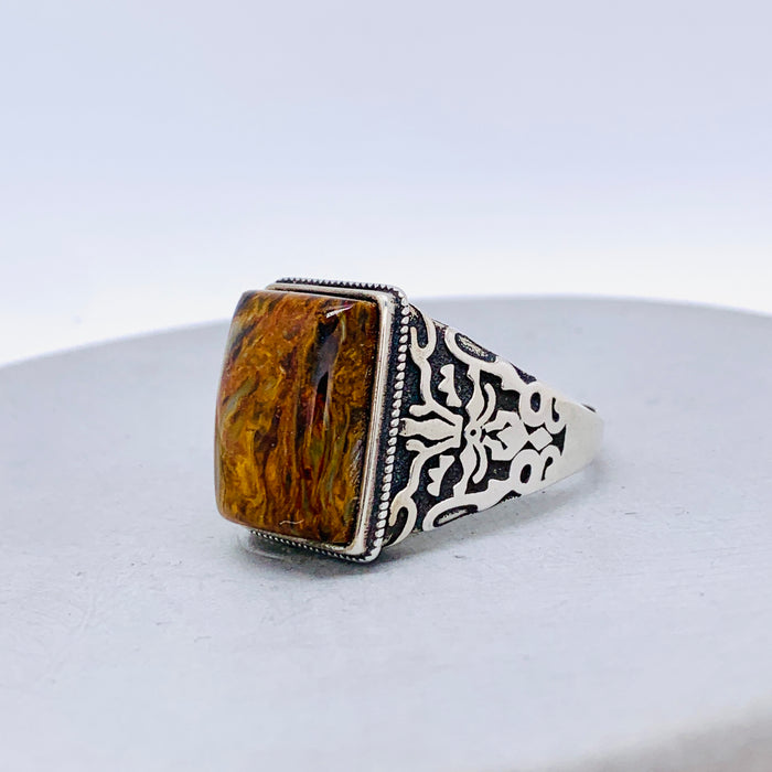 Namibian Golden Pietersite Ring