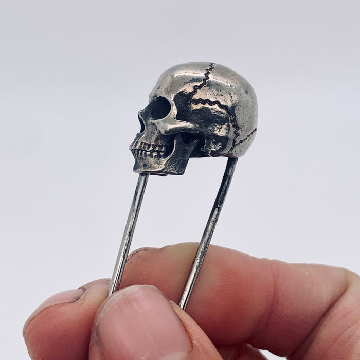 Silver Skull Brooch