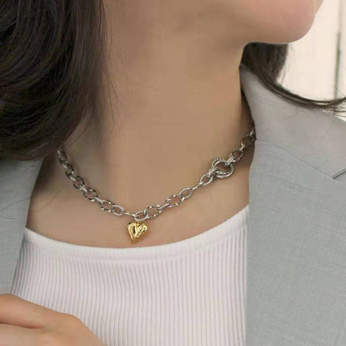 The Twisted Link With Golden Heart Necklace