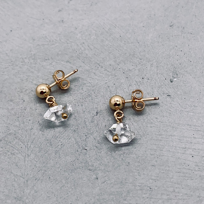 Tiny Herkimer Diamond Earrings